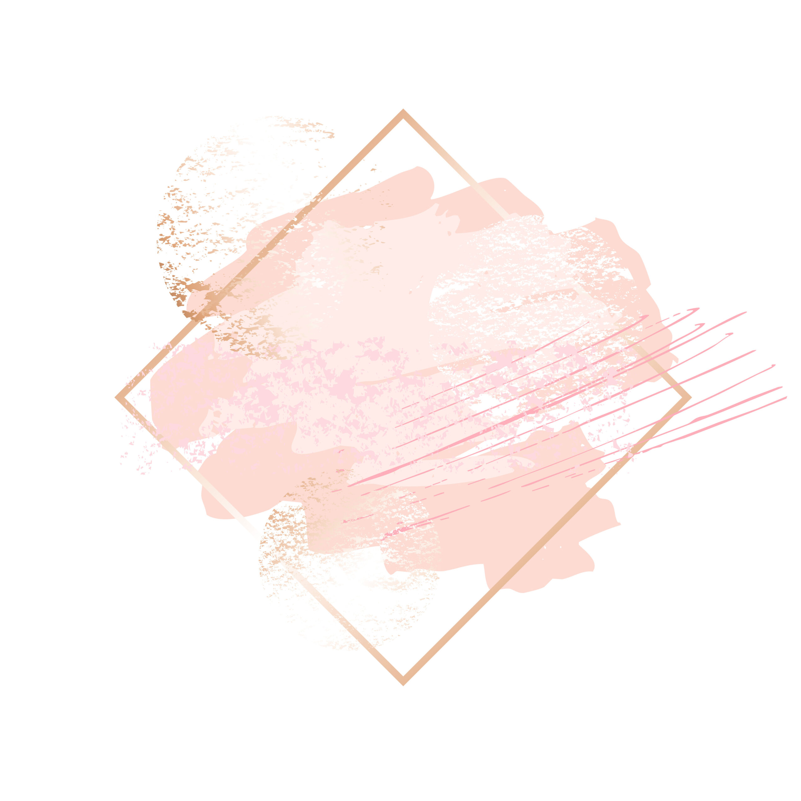 Golden pink art frames. Modern card design, brush stroke, lines, points, gold, premium brochure, flyer, invitation template. Beauty identity elegant style. Hand drawn vector.